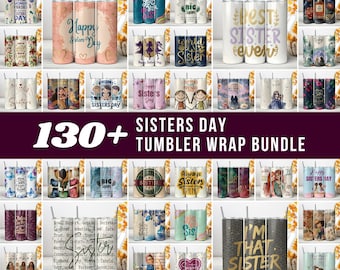Sister Day Tumbler Wrap PNG, Best Sister Ever, Sisters By Chance Tumbler, 20oz Skinny Sublimation Design Gift for BFFs (Instant download)