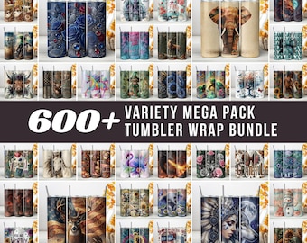 Variety Pack Mega Tumbler Wrap Bundle, 20oz Skinny Sublimation Designs, Halloween Watercolor Straight Tapered PNG (Instant download)