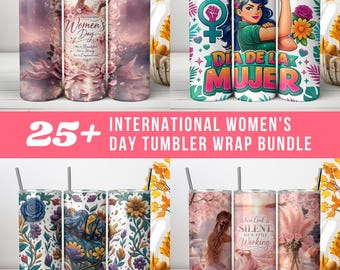 International Women's Day 8 March PNG, Floral Women's Day Sublimation, Empower Women 20oz Skinny Tumbler, Black Queen PNG (Instant download)