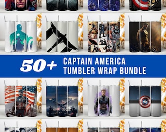 Captain America Tumbler Wrap PNG, Marvel Superhero 20oz Skinny Tumbler Sublimation Design Shield Comic Book Hero Cup Wrap (Instant download)