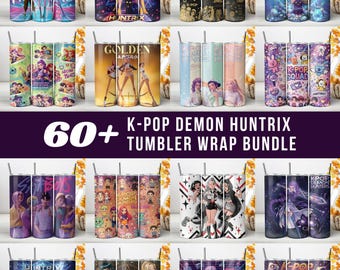 K-Pop Demon Hunters Tumbler Wrap PNG, Anime K-Pop Sublimation Design, Huntrix 20oz Skinny Tumbler Digital Download, Tumbler for Kpop Fans