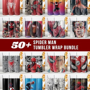 Diseño PNG para vaso térmico de Spider-Man, vaso térmico delgado de 20 oz con diseño de superhéroe de cómic, diseño de sublimación, envoltorio para taza de regalo inspirado en Marvel (descarga instantánea). imagen 1