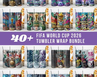 FIFA World Cup 2026 Tumbler Wrap PNG Bundle, 20oz Skinny Tumbler Sublimation Design, USA Mexico Canada Football Cup Wraps (Instant download)