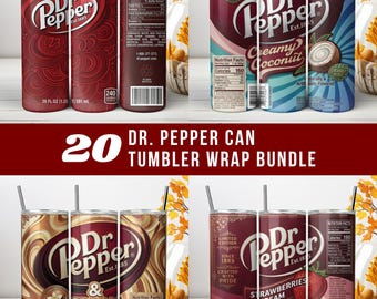 Dr. Pepper Can Tumbler Wrap PNG, Personalized 20oz Skinny Sublimation Design, Hot Cold Drinkware Can Tumbler (Instant download)