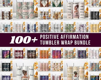 Positive Affirmation Tumbler PNG, Self Love Affirmation Sublimation, Inspirational Quotes 20oz Skinny Tumbler Wrap (Instant download)