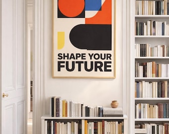 Bauhaus Geometric Print, Minimalist Mid Century Modern Poster (Digital Download)
