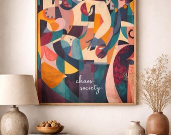 Abstract Cubist Wall Art, Geometric Figure Poster, Modern Colorful Decor