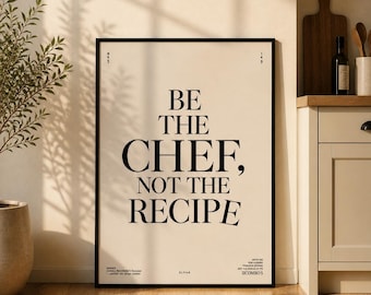 Typography Kitchen Print, Minimalist Chef Wall Art (Digital Download)