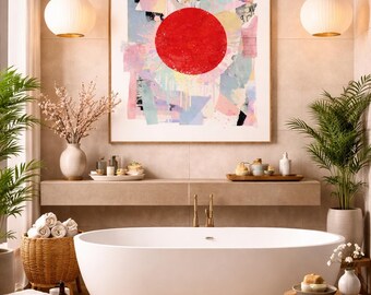 Abstract Japandi Print, Modern Minimalist Bathroom Wall Art (Digital Download)