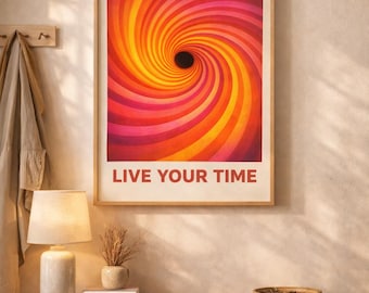 Retro Spiral Poster, Psychedelic Motivational Wall Art, Indie Print