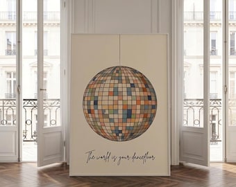 Disco Ball Print, Retro Boho Dancefloor Wall Art (Digital Download)