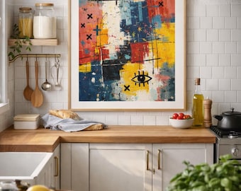 Abstract Punk Wall Art, Basquiat Style Graffiti Poster, Urban Street Art (Digital Download)