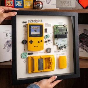 Retro Gaming Wall Decor, Deconstructed Handheld Game Boy Color Console Frame, Gamer Room Display, Collector Gift
