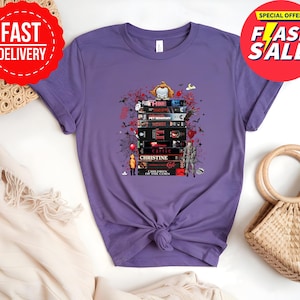 Camiseta de Stephen King con pila de libros de terror, camiseta retro de lectura para Halloween.