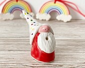 Ceramic Gnome - Rainbow - Fairy House - Fairy Garden - Scandanavian Gnome - Nordic Gnome - Pottery Gnome - Garden Fairy Decorations