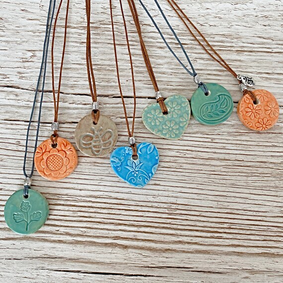 Ceramic Pendant Diffuser Necklace, Aromatherapy Pendant, Handmade Ceramic Pendant Necklace,