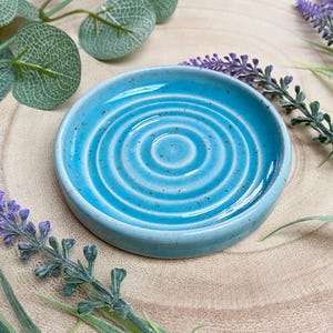 Mini Handmade Ceramic Blue Soap Dish