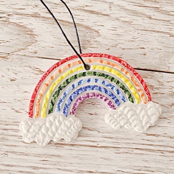 Ceramic Rainbow - Ceramic Textured Hanging Rainbow Decoration - Rainbow Gift