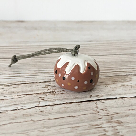 Ceramic Christmas Pudding Mini Hanging Decoration - Christmas Pudding - Handmade Pottery