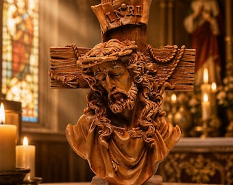 Jesus Christus Kreuz Statue - Harz Büste, katholisches christliches Wohnkultur, religiöse Figur Geschenk