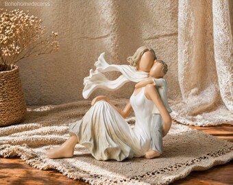 Escultura de resina de madre e hijo – Decoración bohemia para el hogar, regalo para mamá