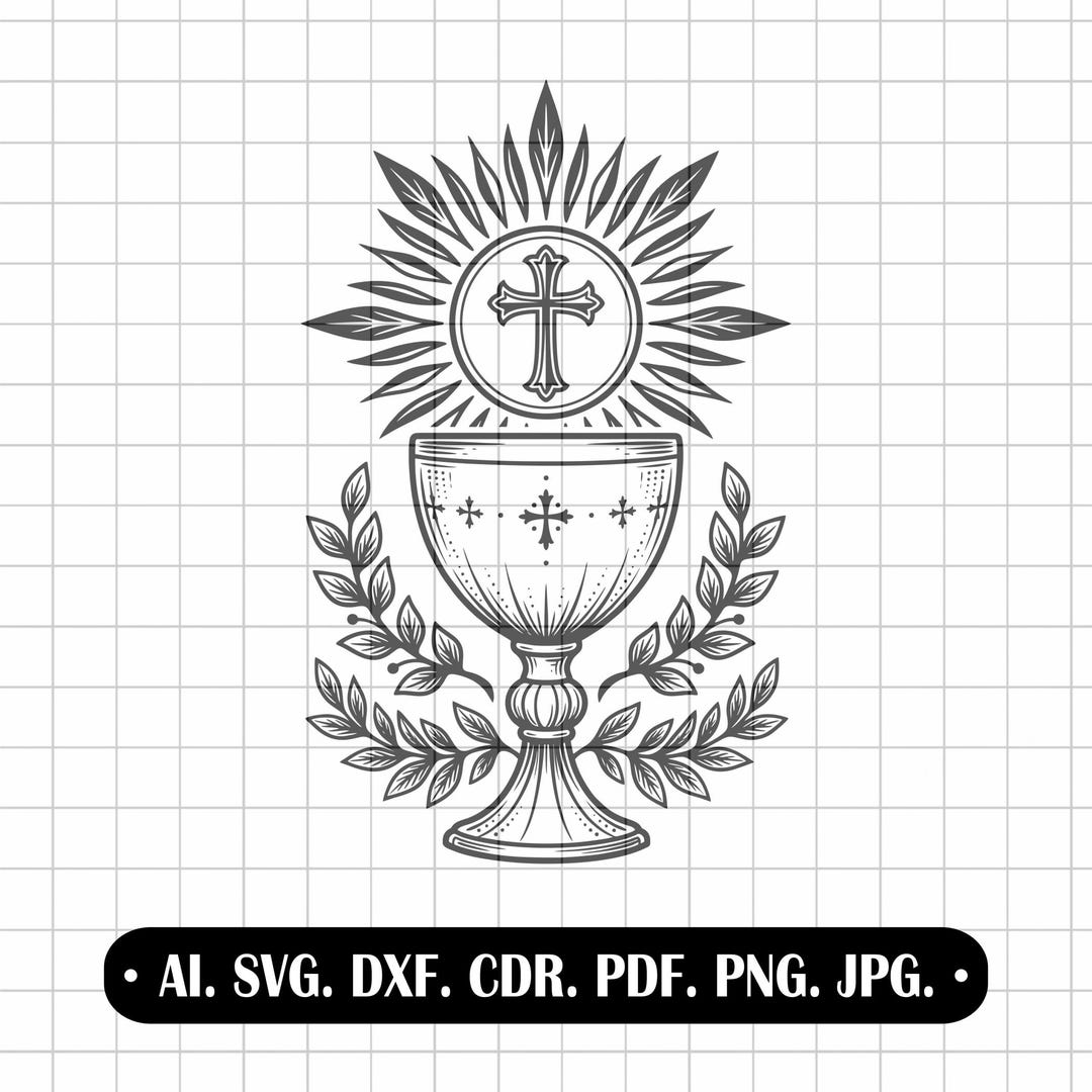 Communion Chalice SVG, Host With Cross, First Holy Communion, Laser Cut ...