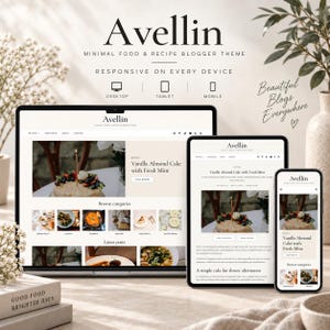 Avellin Blogger Theme | Minimal Food Blogger Template | Recipe Blogspot Design