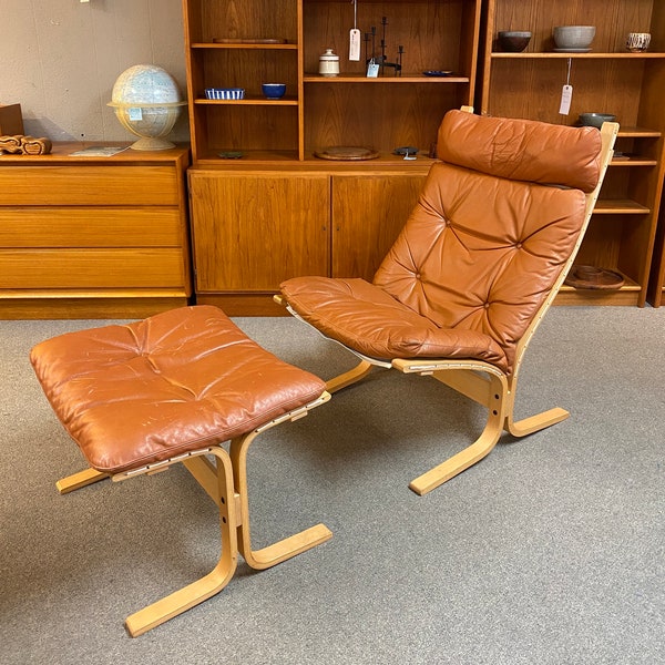 Norwegian Leather Siesta Lounge Chair et Ottoman par Ingmar Relling pour Westnofa