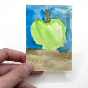 2.5" x 3.5" ACEO (私の7歳の娘による) - 水彩画 - 静物画 - ジョージ・アトキンによるオリジナルACEO - 静物画