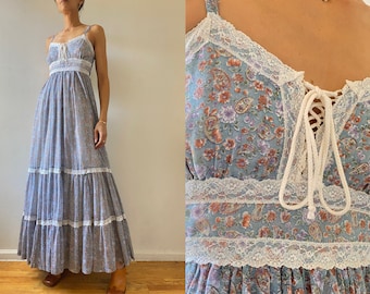 70’s Gunne Sax floral paisley prairie dress (S)
