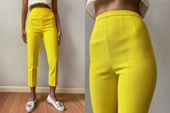 50’s high waist ribbed yellow capri cigarette pant