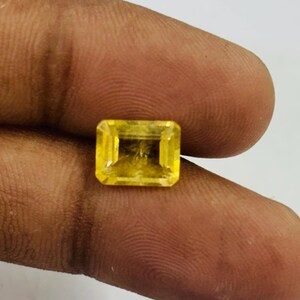 Emerald Cut Yellow Lab Grown Sapphire, Synthetic Yellow Sapphire Loose Gemstone, Rectangular Faceted Stone, Jewelry Making Supply,Engagement
