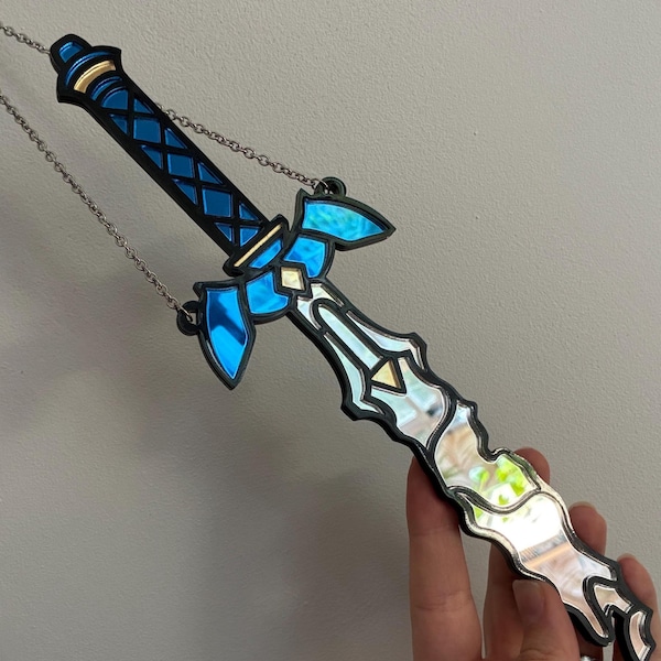 Zelda Master Sword inspired wall hanging. Handmade in methacrylate. Lightweight and sun-catching.