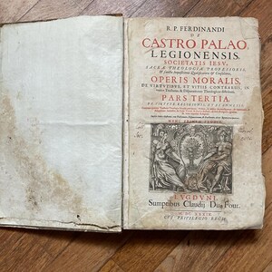 1639 Castro Palao: Operis Moralis Pars III - Ediz. Lione, Legatura d'epoca- Testo raro