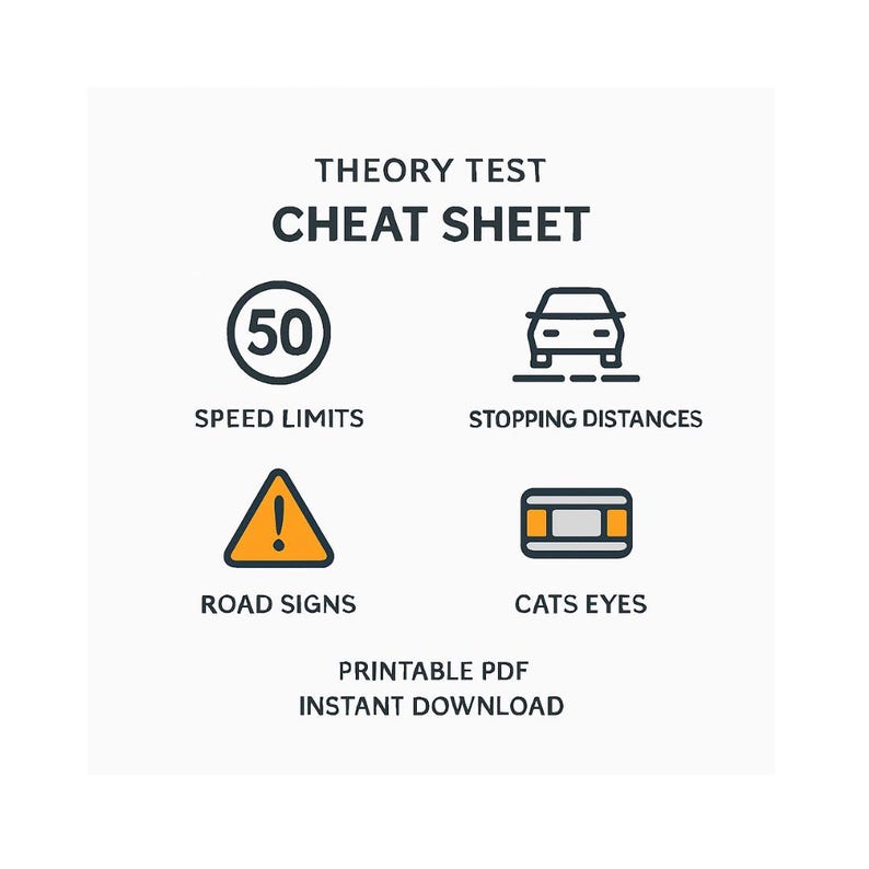UK Driving Theory Test Cheat Sheet | Speed Limits, Road Signs (PDF ...