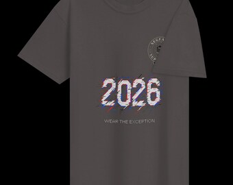 Koszulka Glitch Art 2026: wzór RGB Split, ciężka, barwiona w masie