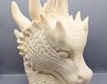 3D Printed Dragon Bust Headphone Stand – Epic Fantasy Desk Display