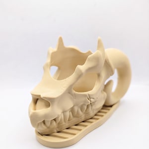 Dragon Skull Planter with Drip Tray | 3D Printed Gothic Fantasy Desk Decor