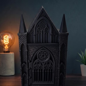 Inserto de Estantería Catedral Neogótica | Boka Nook med Compartimento Secreto | Sujetalibros Decoración Dark | Regalo para Lectores