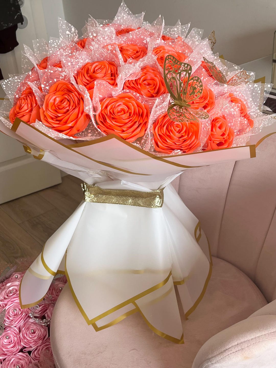 Forever Flower Bouquet Satin Ribbon Florals - Etsy