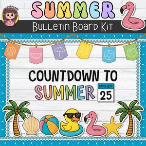 Kit para tablón de anuncios "Cuenta atrás para el verano" / Fin de año / Verano / Decoraciones para puertas de mayo y junio