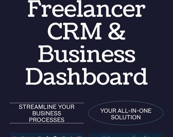 Mall för Freelancer CRM- och affärsöversikt | Kundhantering, fakturaspårning, intäktsöversikt, projektledare, mötesanteckningar