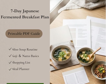 Japanese Breakfast Meal Plan PDF, 7 Day Printable Guide, Miso Soup Koji Natto, Japanese Food Digital Download