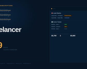 Freelancer OS Notion Template | CRM, Leads Pipeline, Timesheet & Invoice Tracker