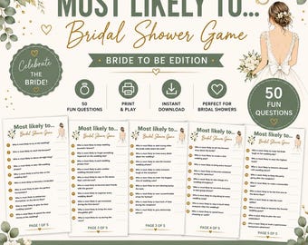 Bride To Be Party Game Printable, Most Likely To Bridal Shower Game, Fun Wedding Activity, Instant Download PDF