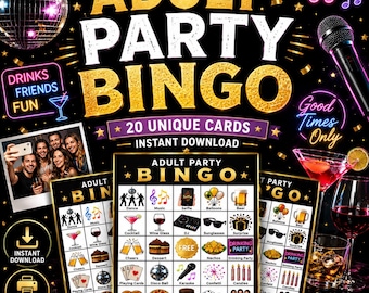 Adult Party Bingo Printable Game, Fun Party Bingo Cards, Group Party Activity, Instant Download Bingo Game, Adult Game Night