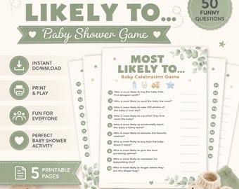 Baby Shower Most Likely To Game Printable, Baby Shower Icebreaker Game, Fun Baby Shower Activity, Baby Shower Party Game, Instant Download