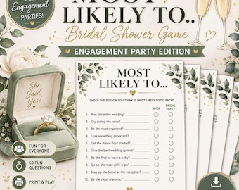 Engagement Party Game Printable, Most Likely To Bridal Shower Game, Fun Engagement Activity, Instant Download PDF