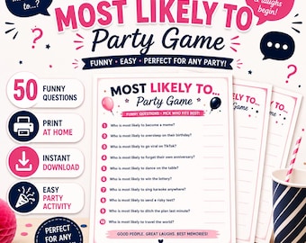 Printable Most Likely To Party Game, Funny Group Game, Birthday Party Activity, Icebreaker Game, Instant Download PDF