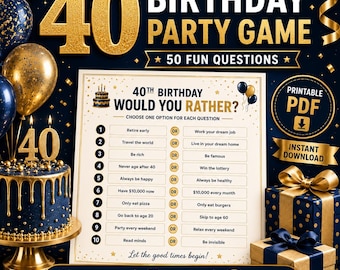 40th Birthday Party Game Printable, Fun 40th Birthday Activity, Birthday Icebreaker Game, Instant Download PDF